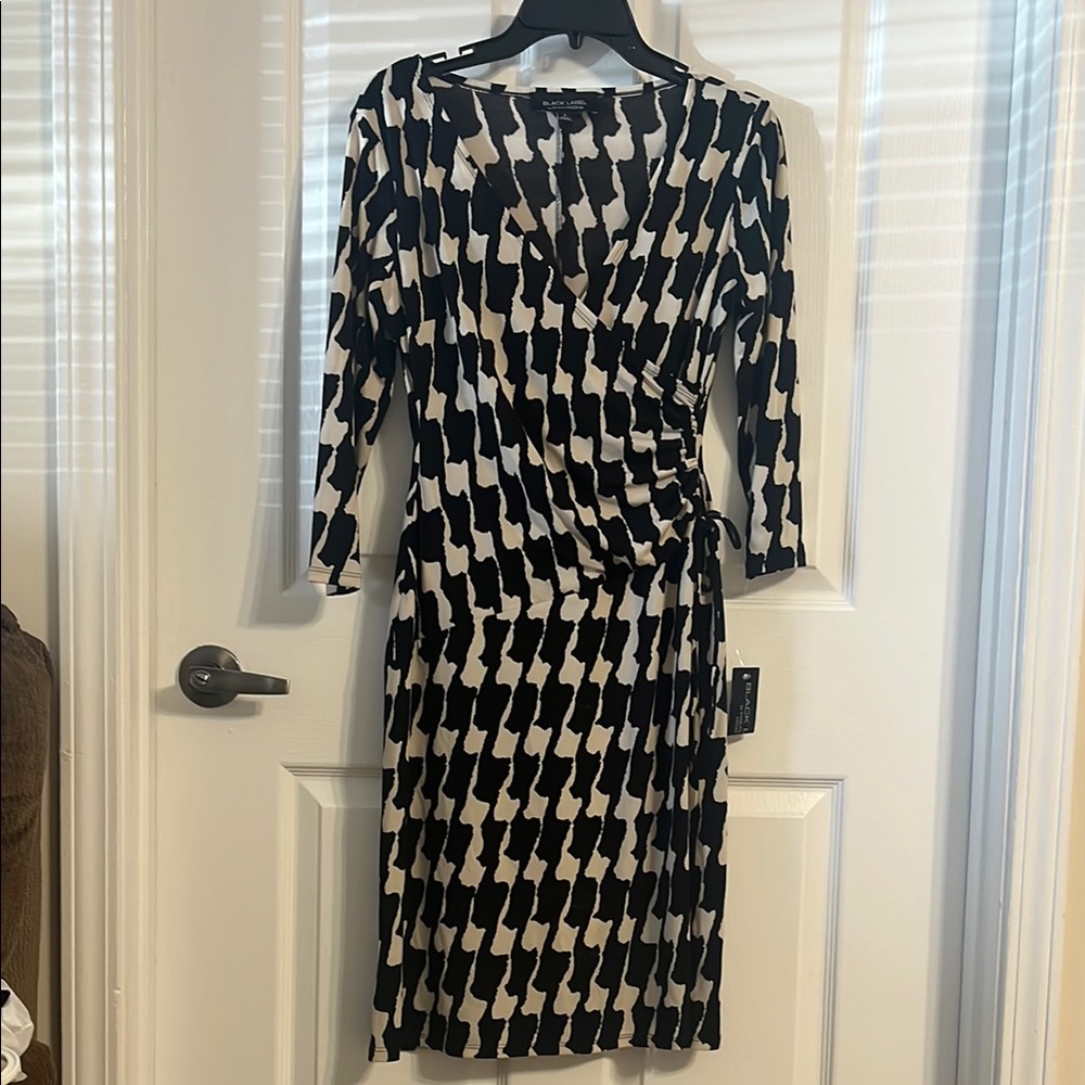 Stylish Black and White Wrap Dress